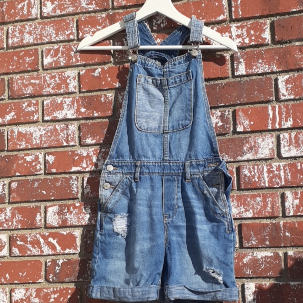 Gap Summer Denim Girl Overall Shorts Size L